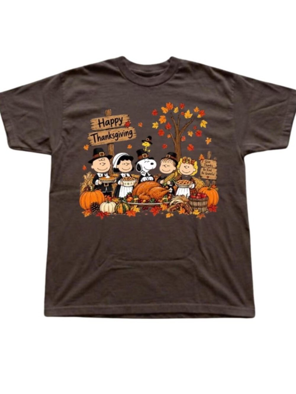Brown Thanksgiving Graphic Short Sleeve Tee